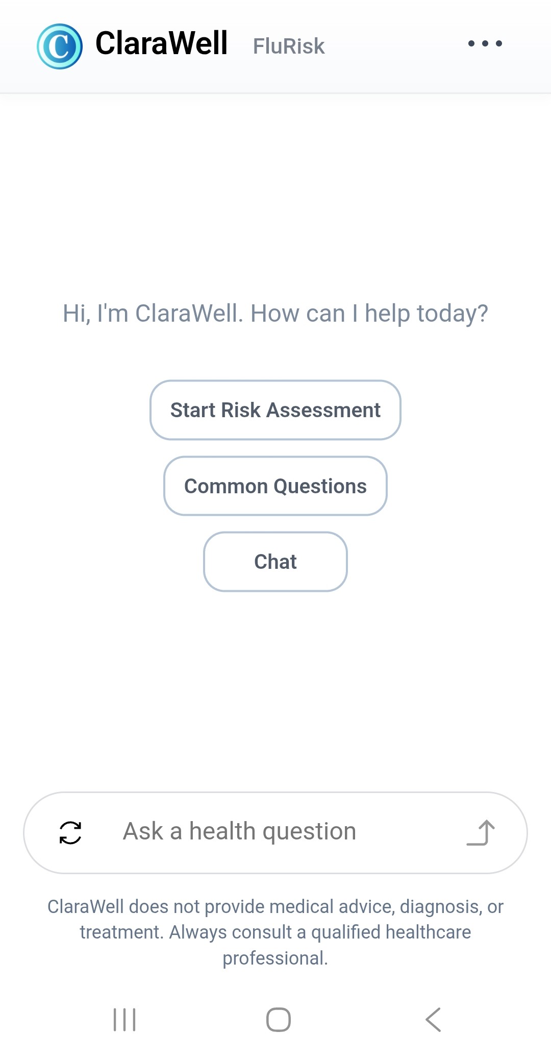 Mobile view of the original FluRisk public experience.
